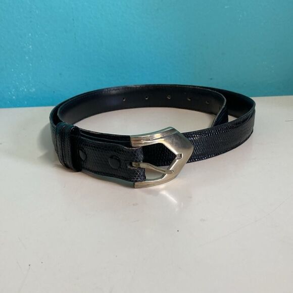 Jeff Deegan Designs Vintage Luxury Black Lizard Belt Mens Size 34